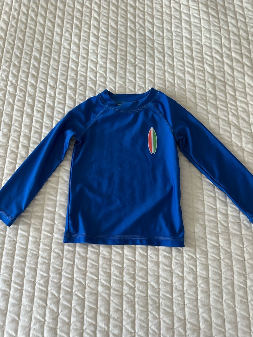 Kids Long-Sleeve Blue Rashguard Swim Top with Surf Badge